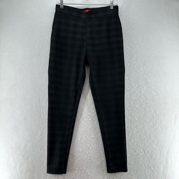 Vizio Pants - Vizio Collection Pants Womens Size M Ponte Gingham Skinny Pull On Ankle Black